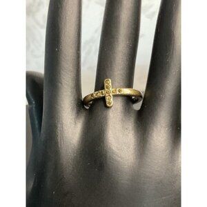 Lucky Brand Gold-Tone Cross Ring With Crystal Accents